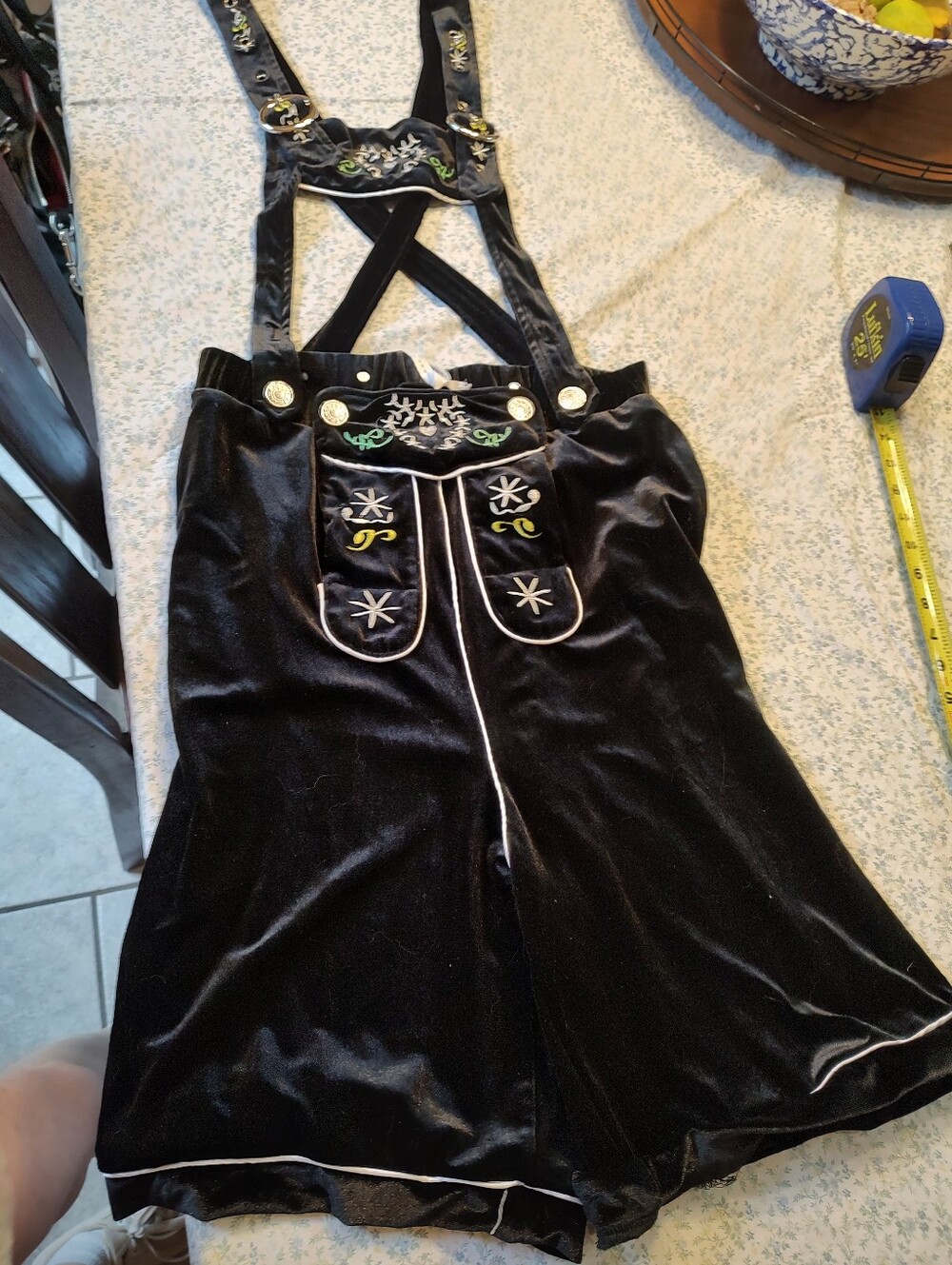 Unisex Lederhosen German Costume Black Velvet Medium